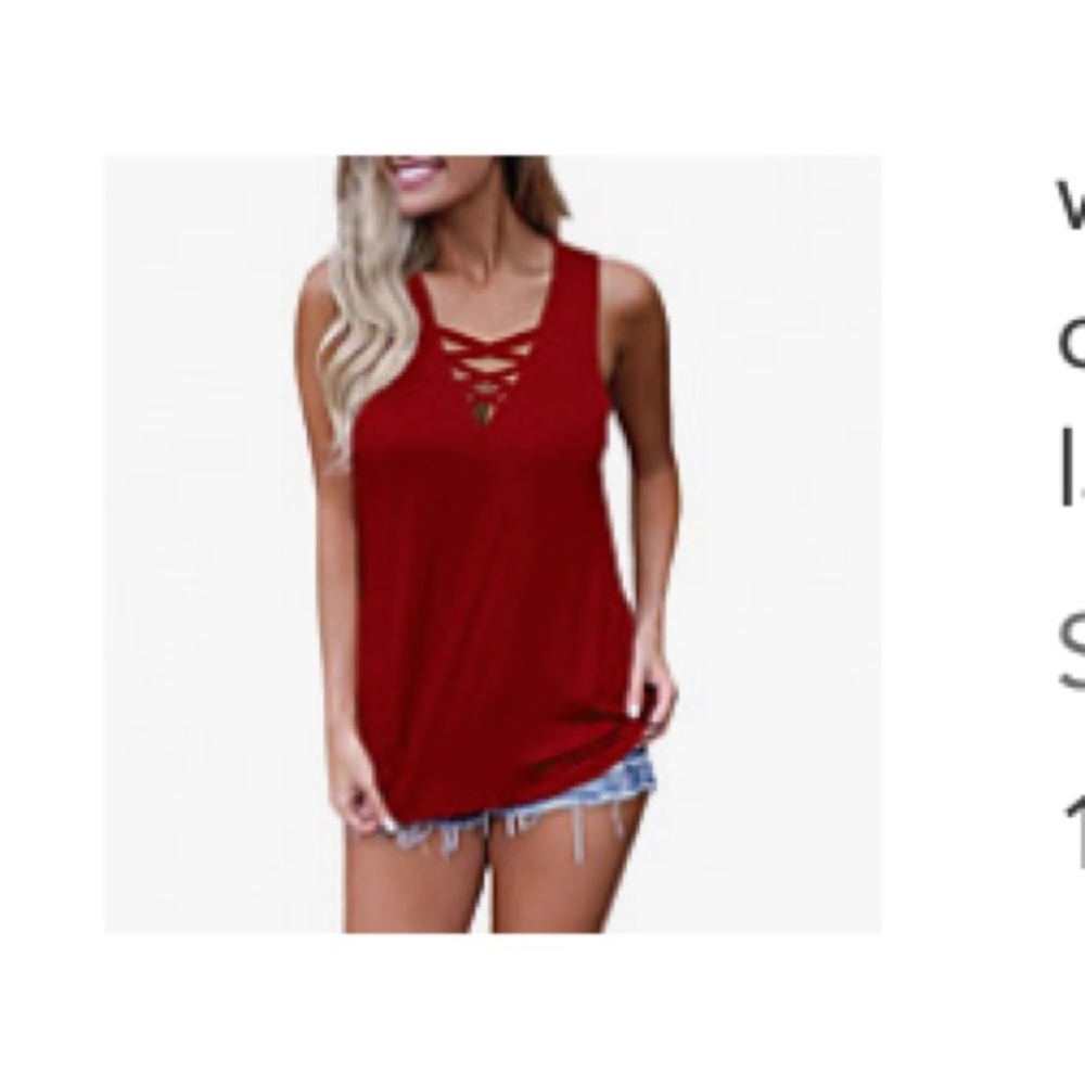 NWOT cris-cross tank top cute and comfy vibrant color! ❤️ size large check pics